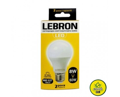 Лампа (8W) E27 Lebron LED 4100K