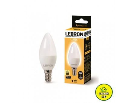 Лампа (8W) E14 Lebron L-C37 4100K Свечка